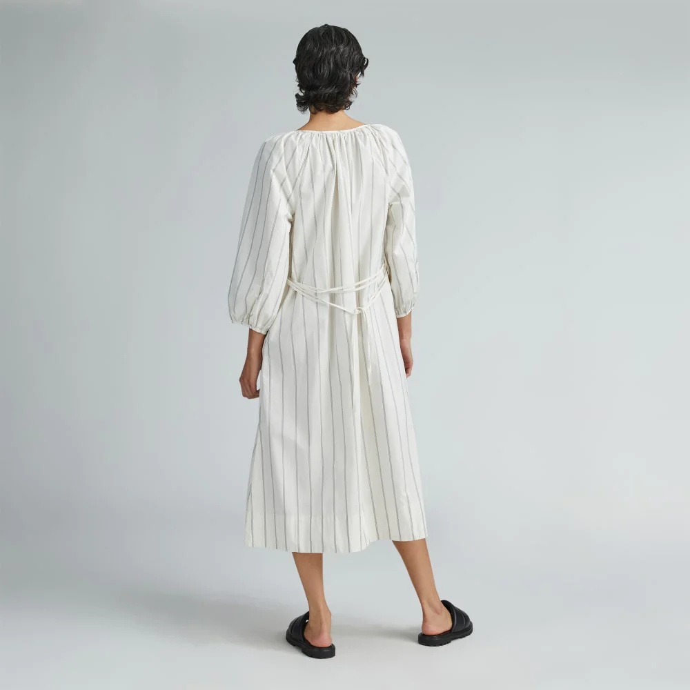 The Raglan Sleeve Poplin Dress | Black / Canvas Tan - Image 3