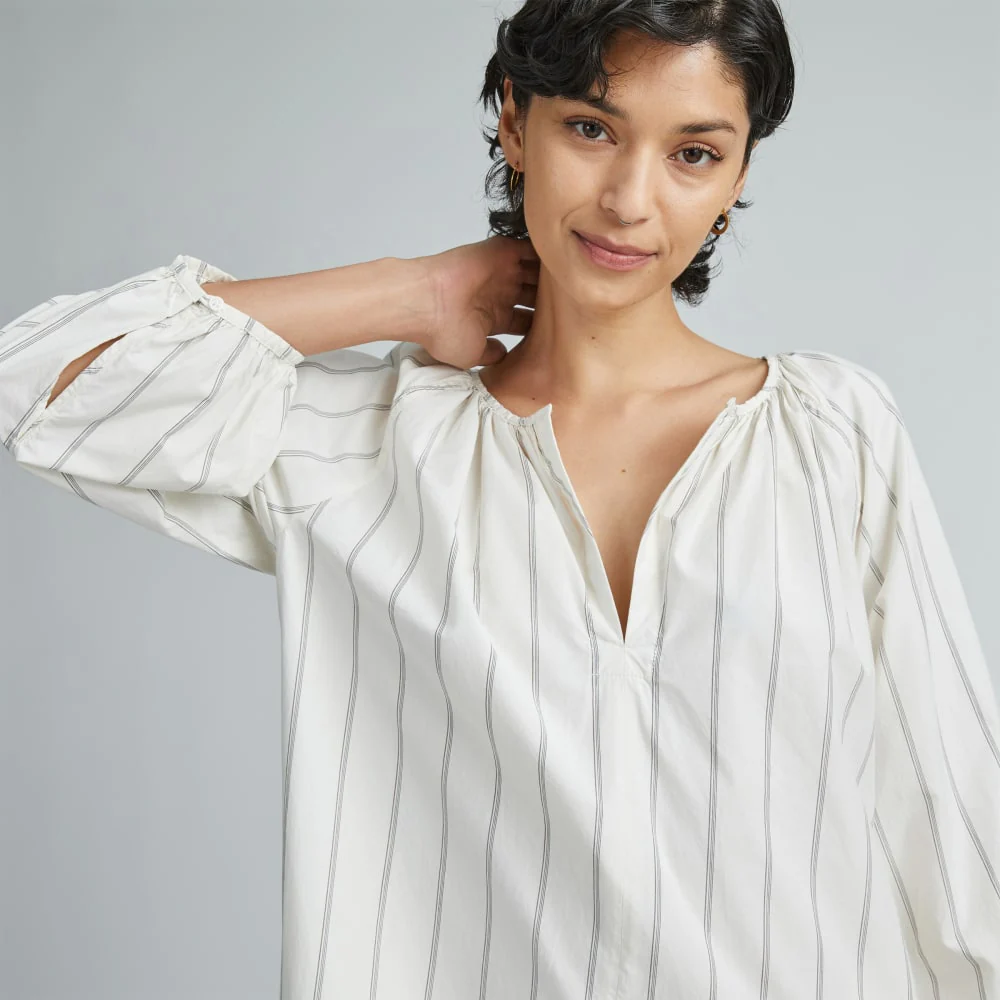 The Raglan Sleeve Poplin Dress | Black / Canvas Tan - Image 4