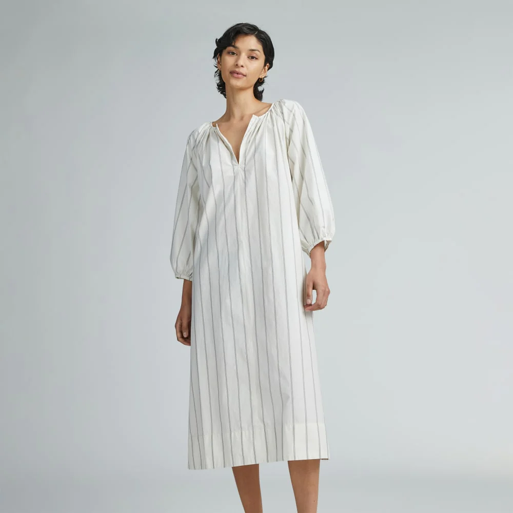 The Raglan Sleeve Poplin Dress | Black / Canvas Tan - Image 6