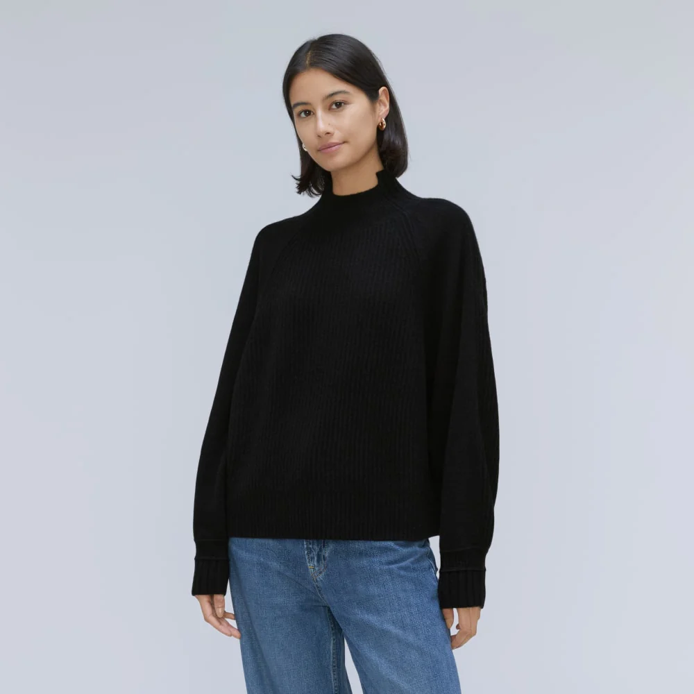 The Cashmere Ribbed Turtleneck | Black - Image 3