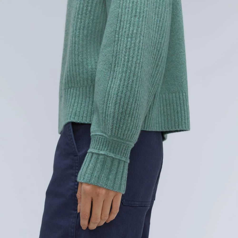 The Cashmere Ribbed Turtleneck | Heathered Dusty Aqua - Image 5