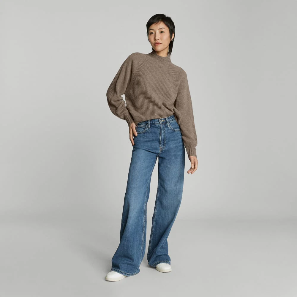 The Cashmere Ribbed Turtleneck | Heathered Taupe Grey - Image 6