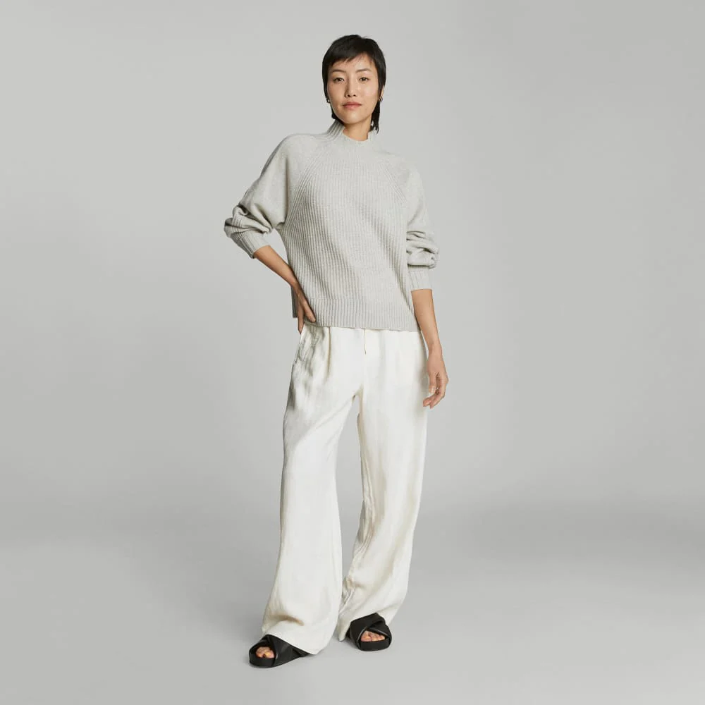 The Cashmere Ribbed Turtleneck | Pale Heathered Grey - Image 5