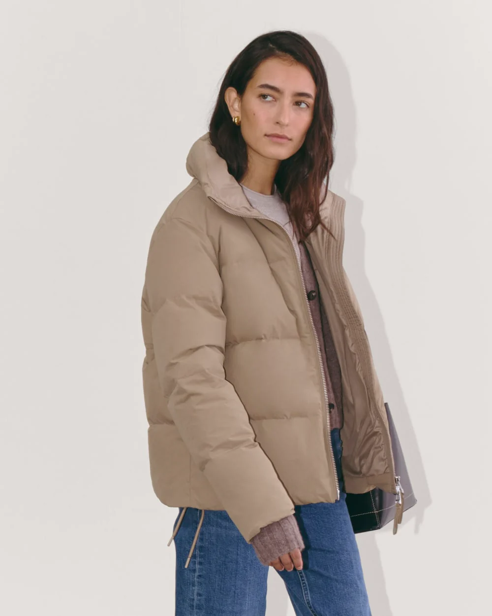 The Puffer Bomber | Taupe Grey - Image 3