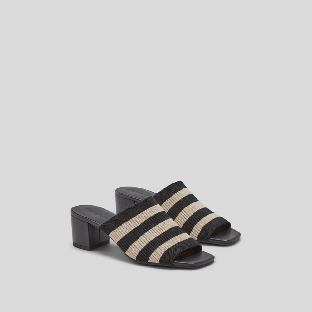 The Glove Mule in ReKnit | Black/ Parchment Stripe