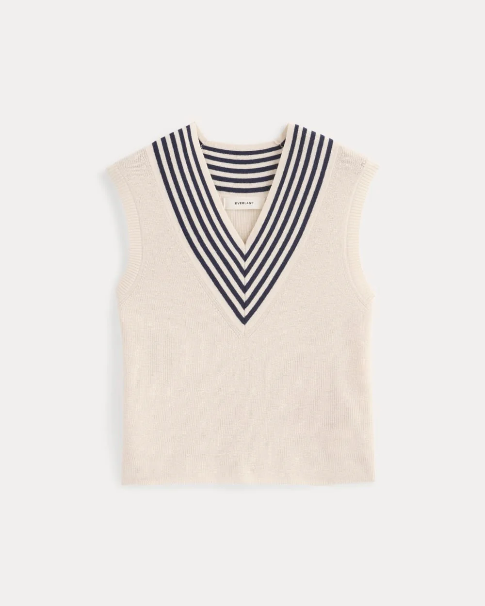 Relaxed V-Neck Vest in Cotton Merino | Canvas - Image 2