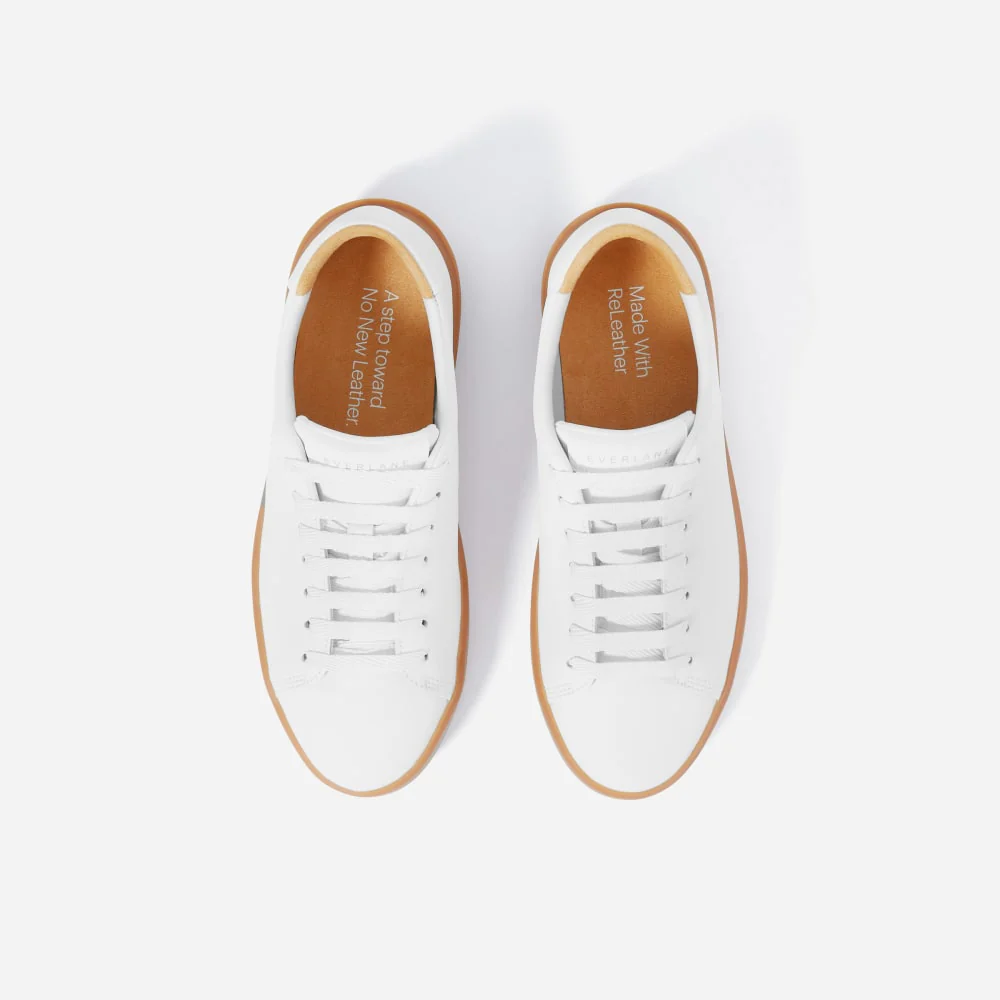 The ReLeather® Tennis Shoe | White / Gum Sole - Image 7