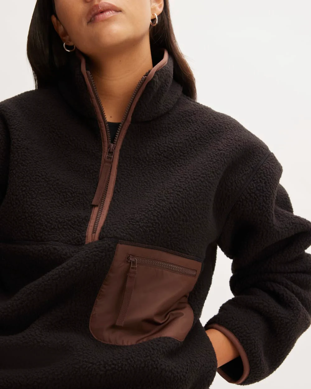 The ReNew Fleece Oversized Half-Zip | Black - Image 5