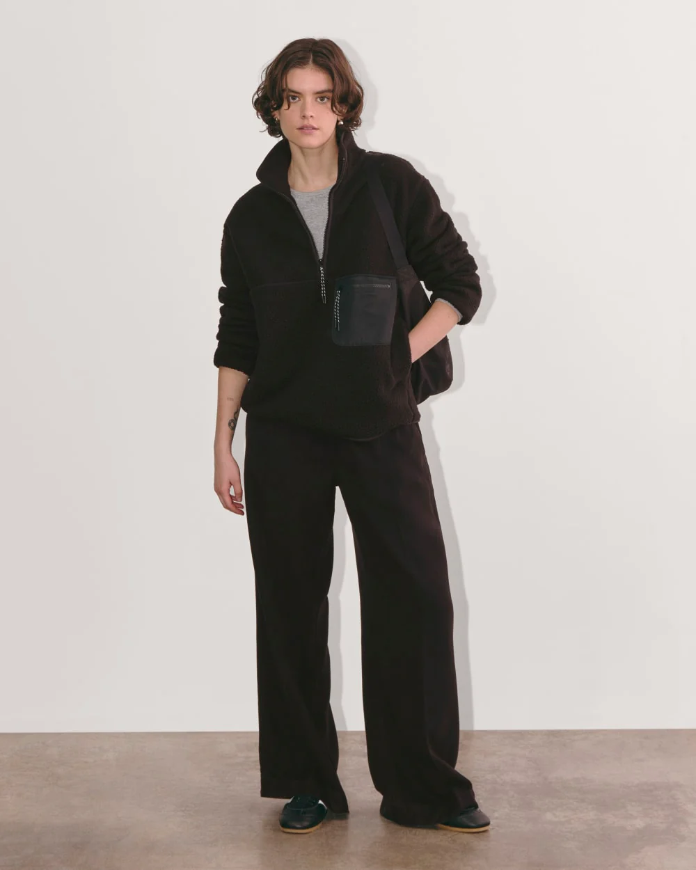 The ReNew Fleece Oversized Half-Zip | Black - Image 4