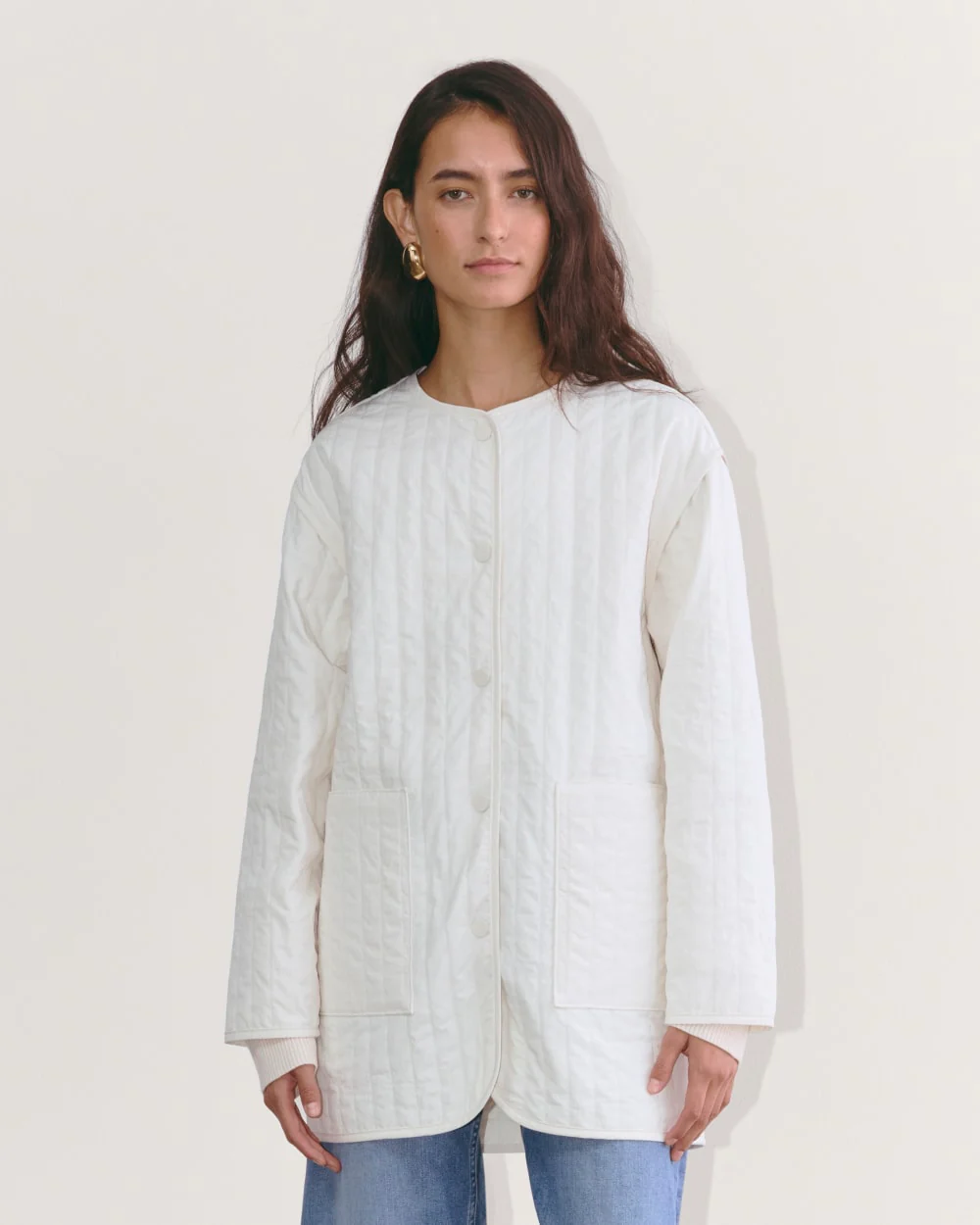 The Midi Quilted Liner | Bone