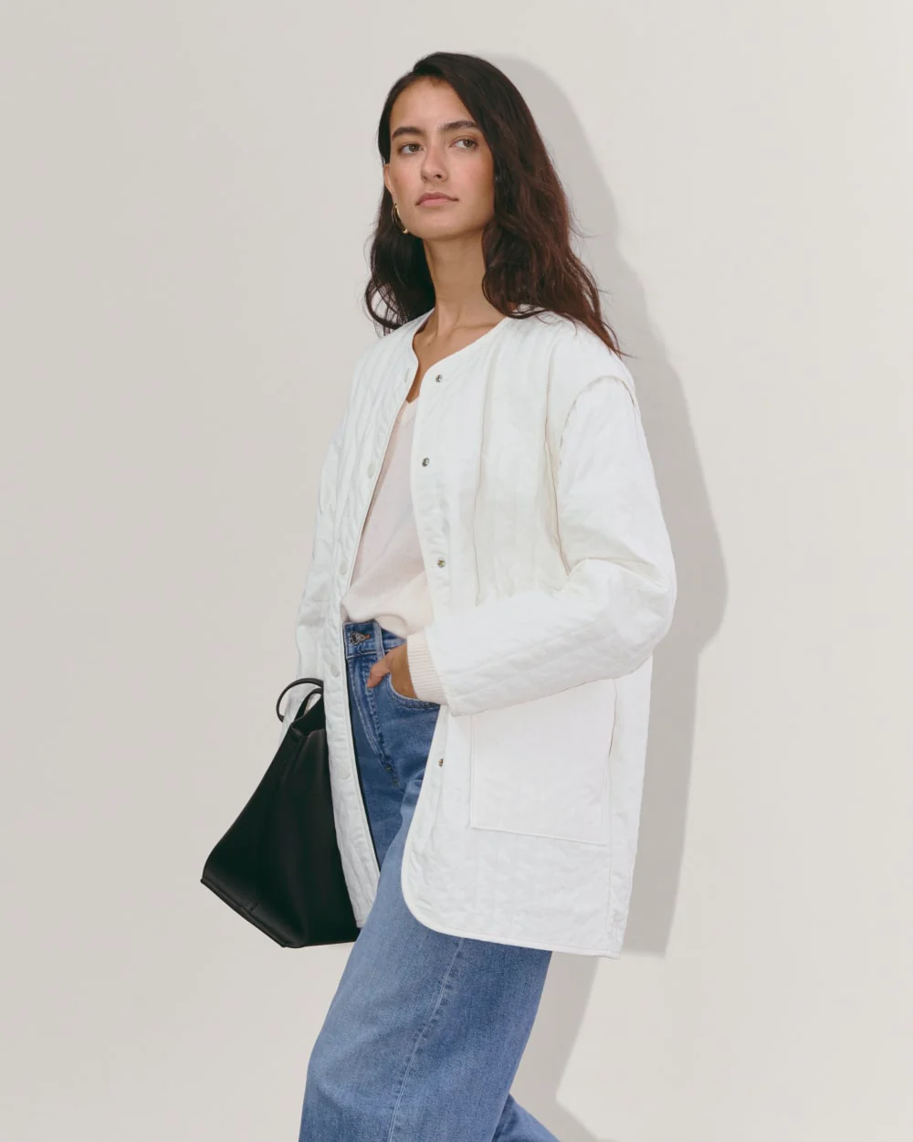 The Midi Quilted Liner | Bone - Image 3