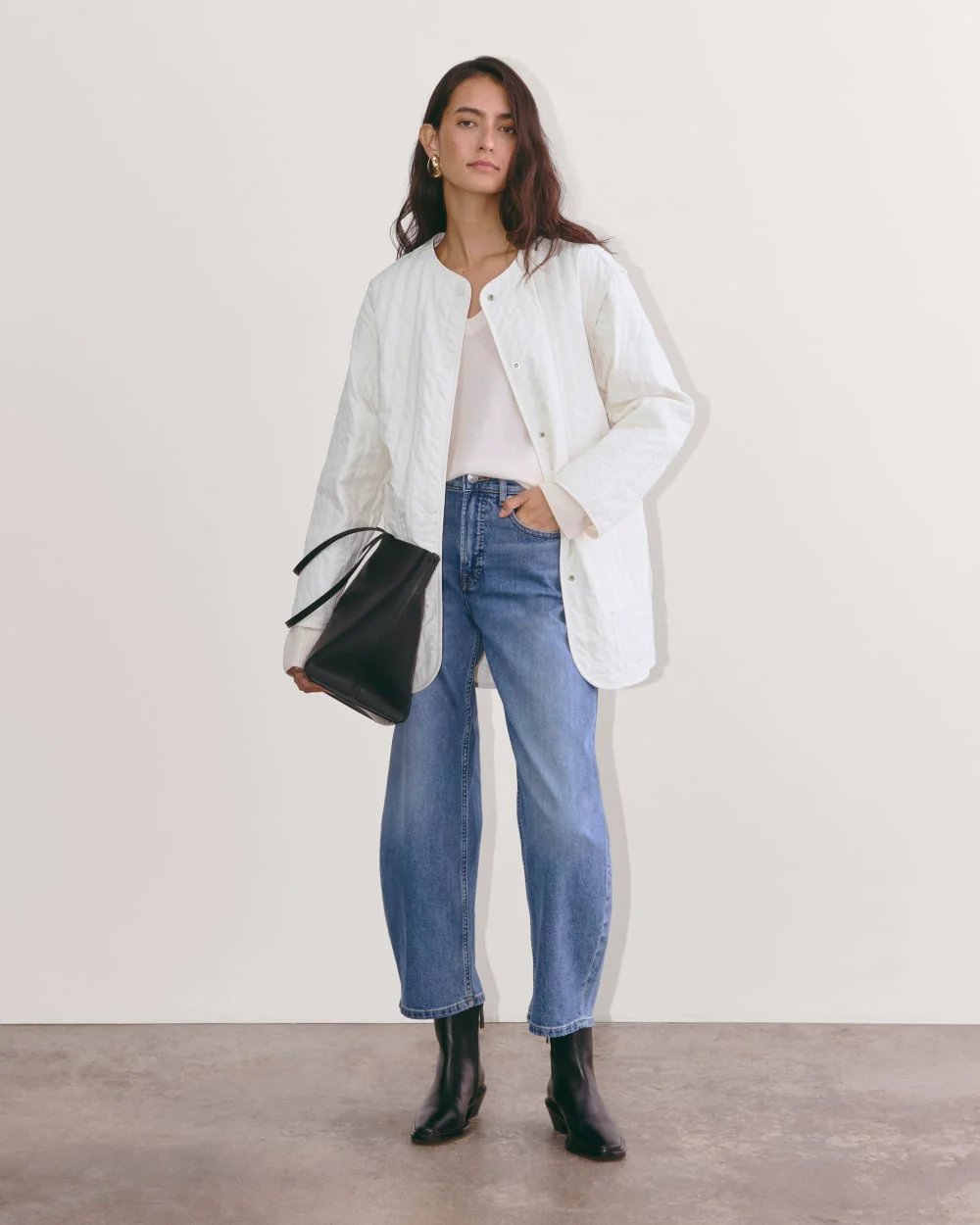 The Midi Quilted Liner | Bone - Image 5