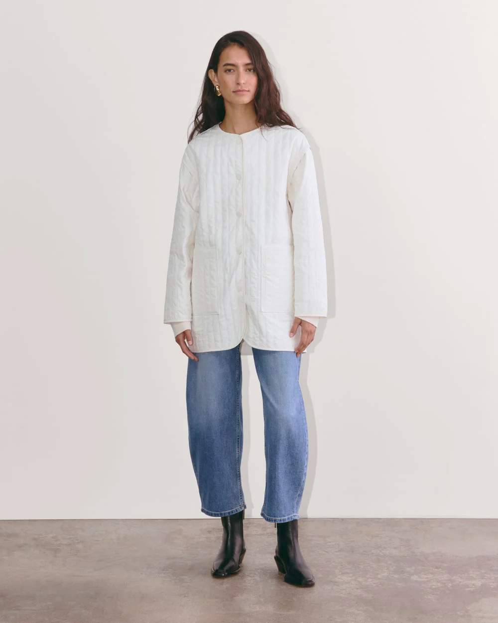 The Midi Quilted Liner | Bone - Image 6