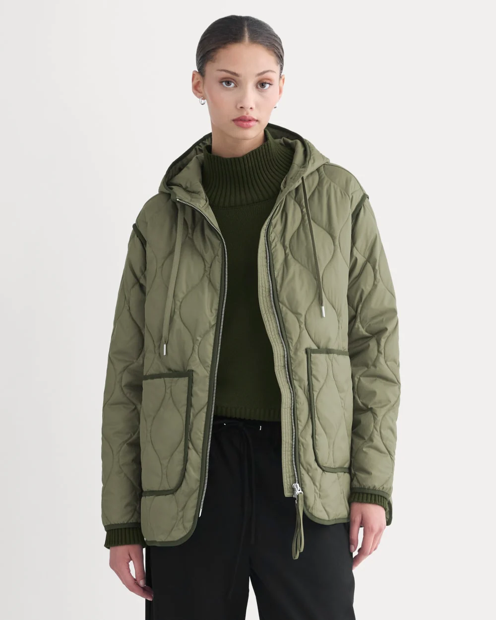 ReNew Quilted Hooded Liner | Lichen Green