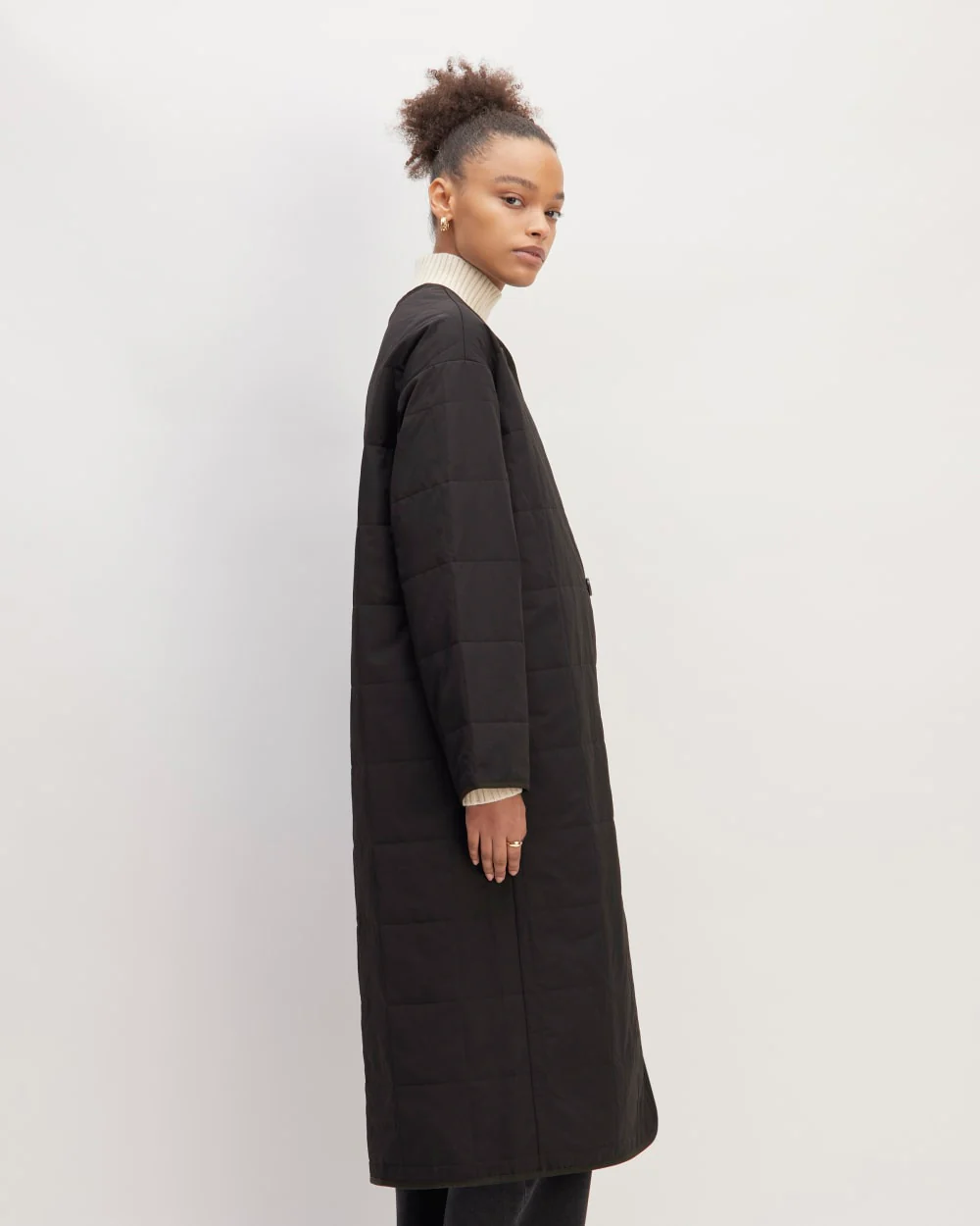 The ReNew Quilted Long Liner | Black - Image 3