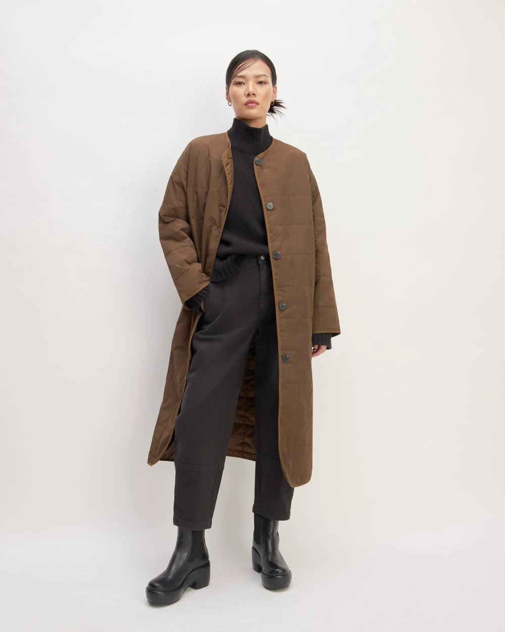 The ReNew Quilted Long Liner | Cocoa