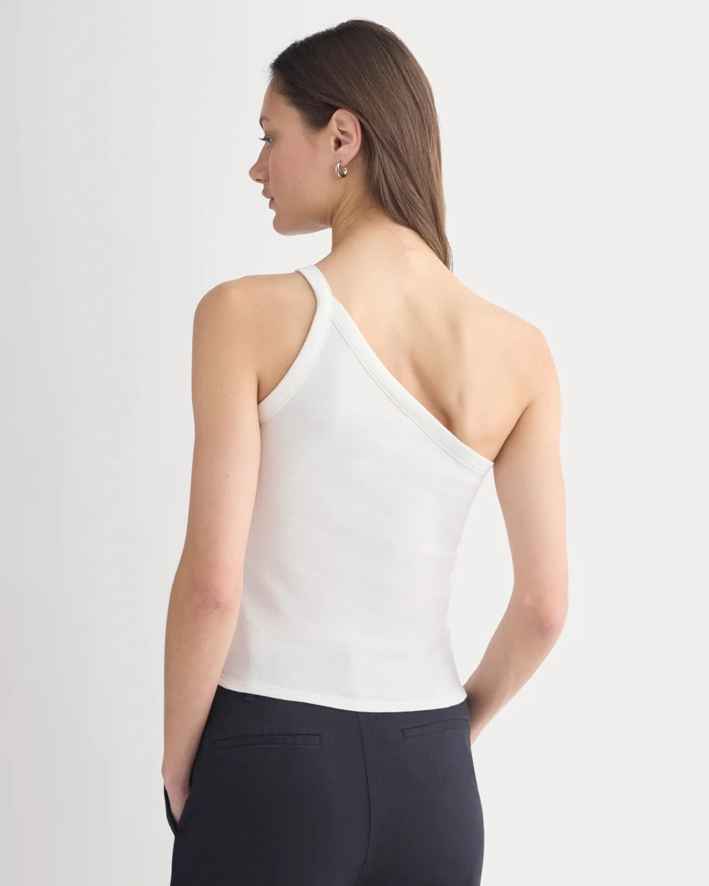 RetroSoft Cotton One-Shoulder Tank | Bone - Image 5