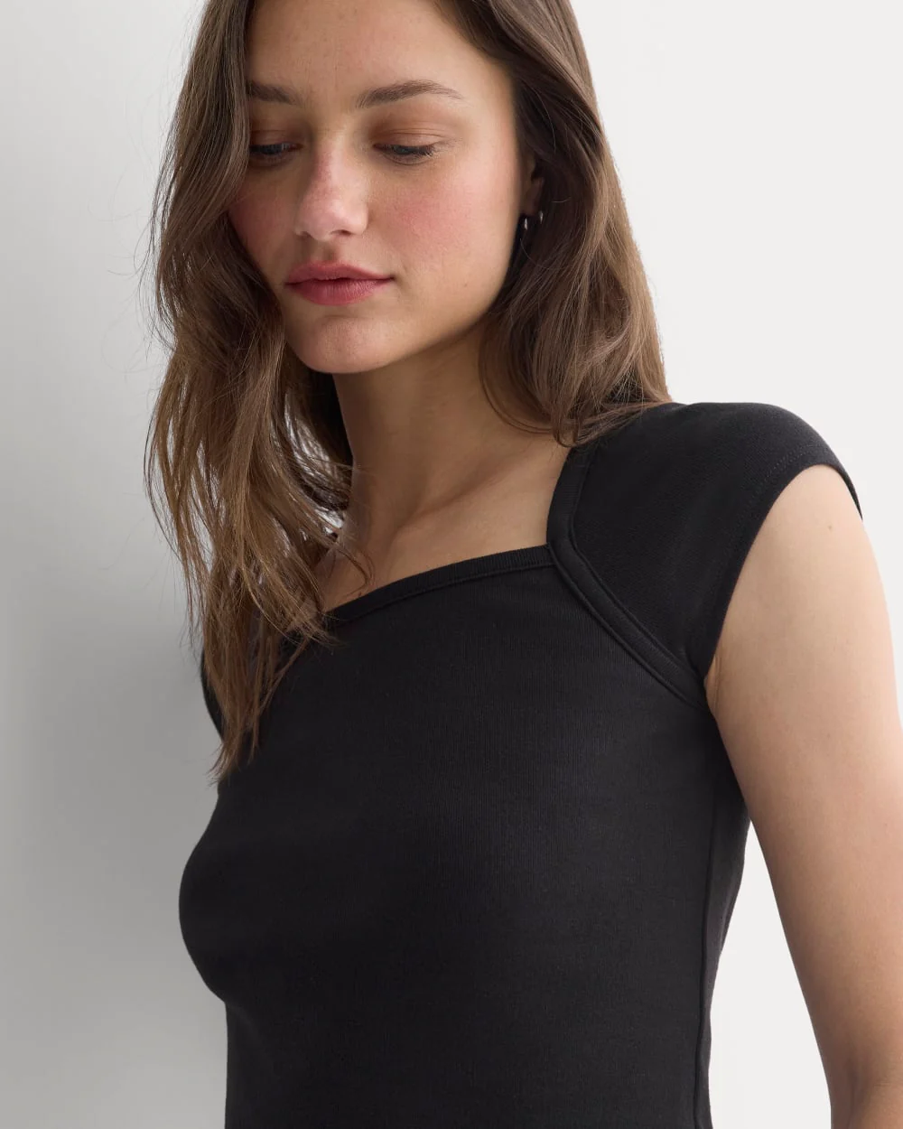 RetroSoft Cotton Square-Neck Tee | Black - Image 4