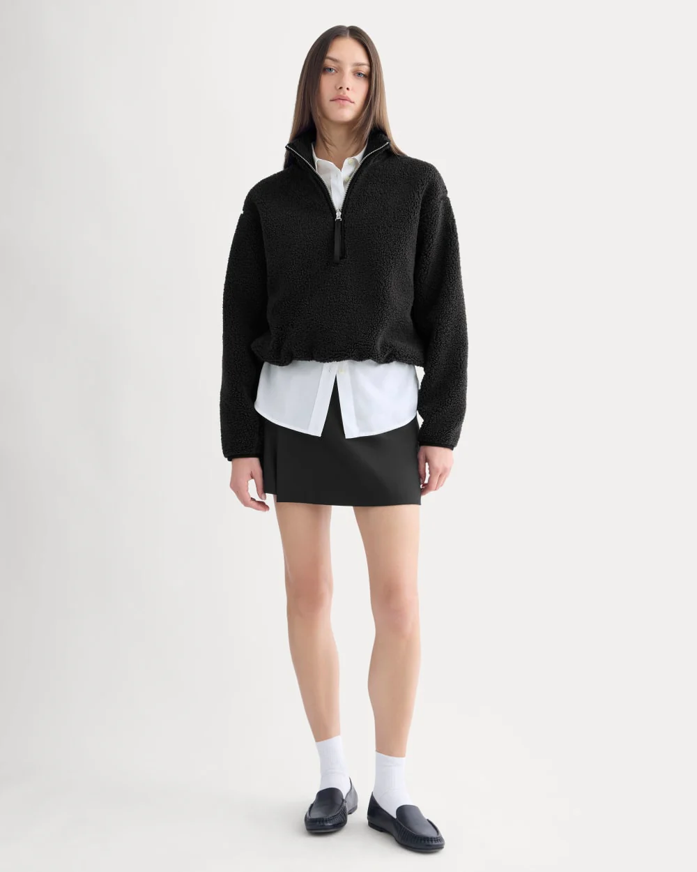 Reversible Teddy Half-Zip Pullover | Black - Image 3