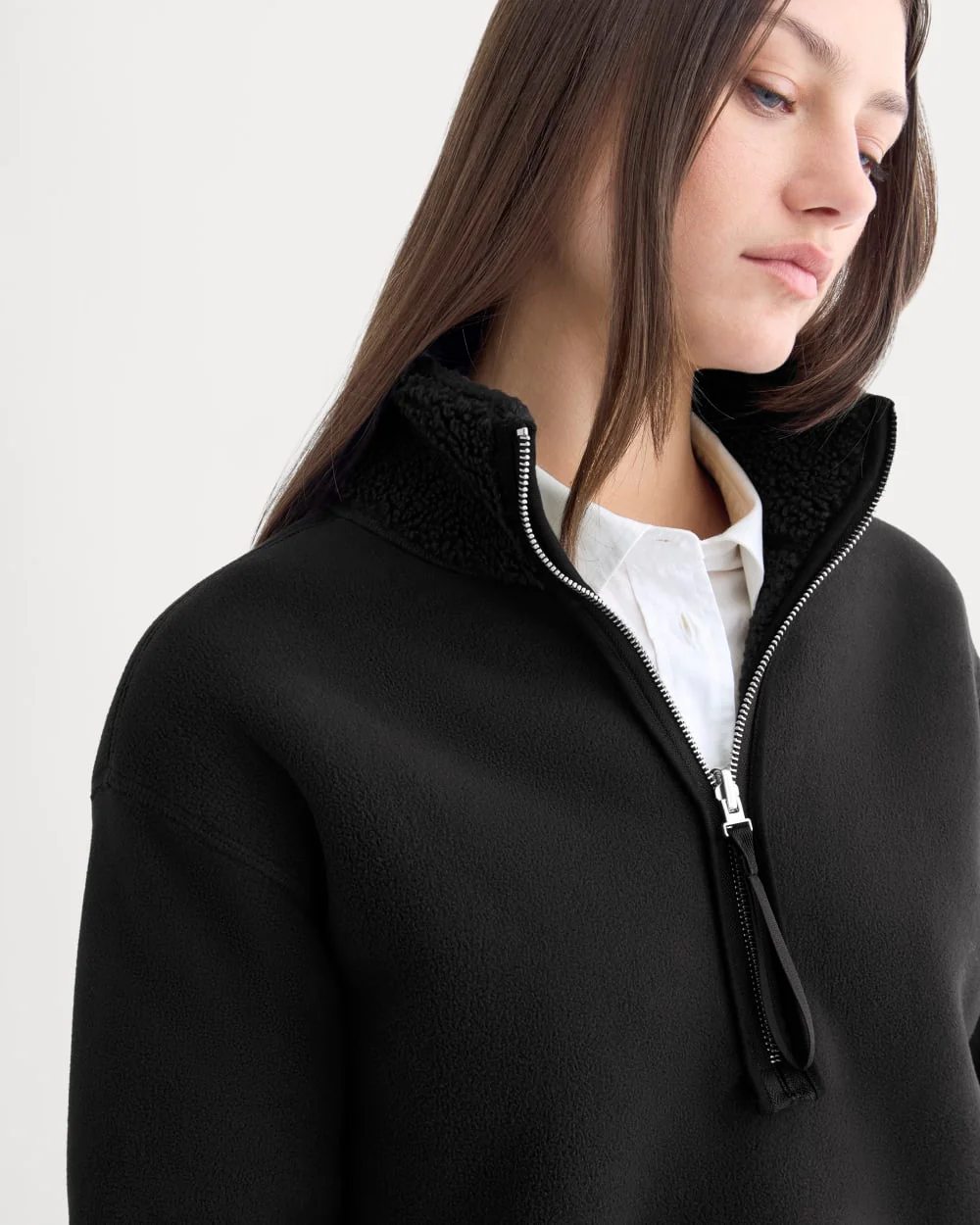 Reversible Teddy Half-Zip Pullover | Black - Image 4
