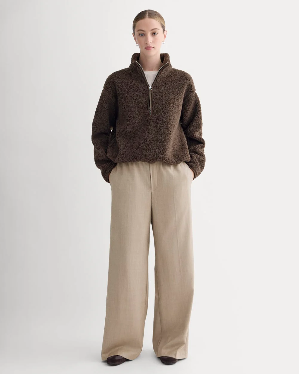 Reversible Teddy Half-Zip Pullover | Coffee Bean - Image 3