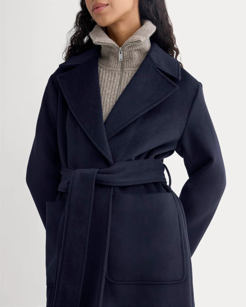 ReWool Belted Blanket Coat | Deep Navy - Image 4