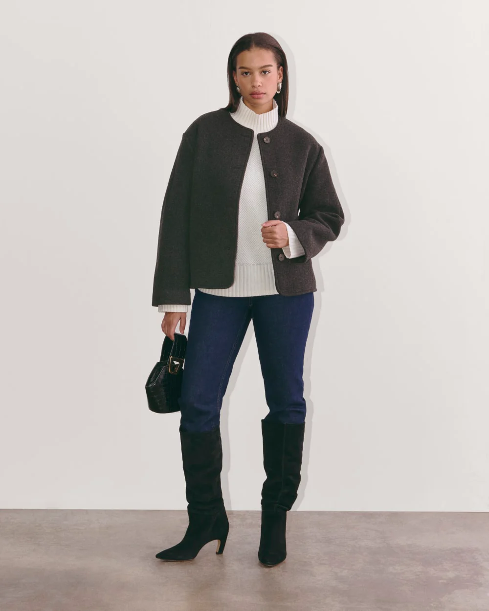 The Cocoon Coat in Wool | Heather Charcoal - Image 4