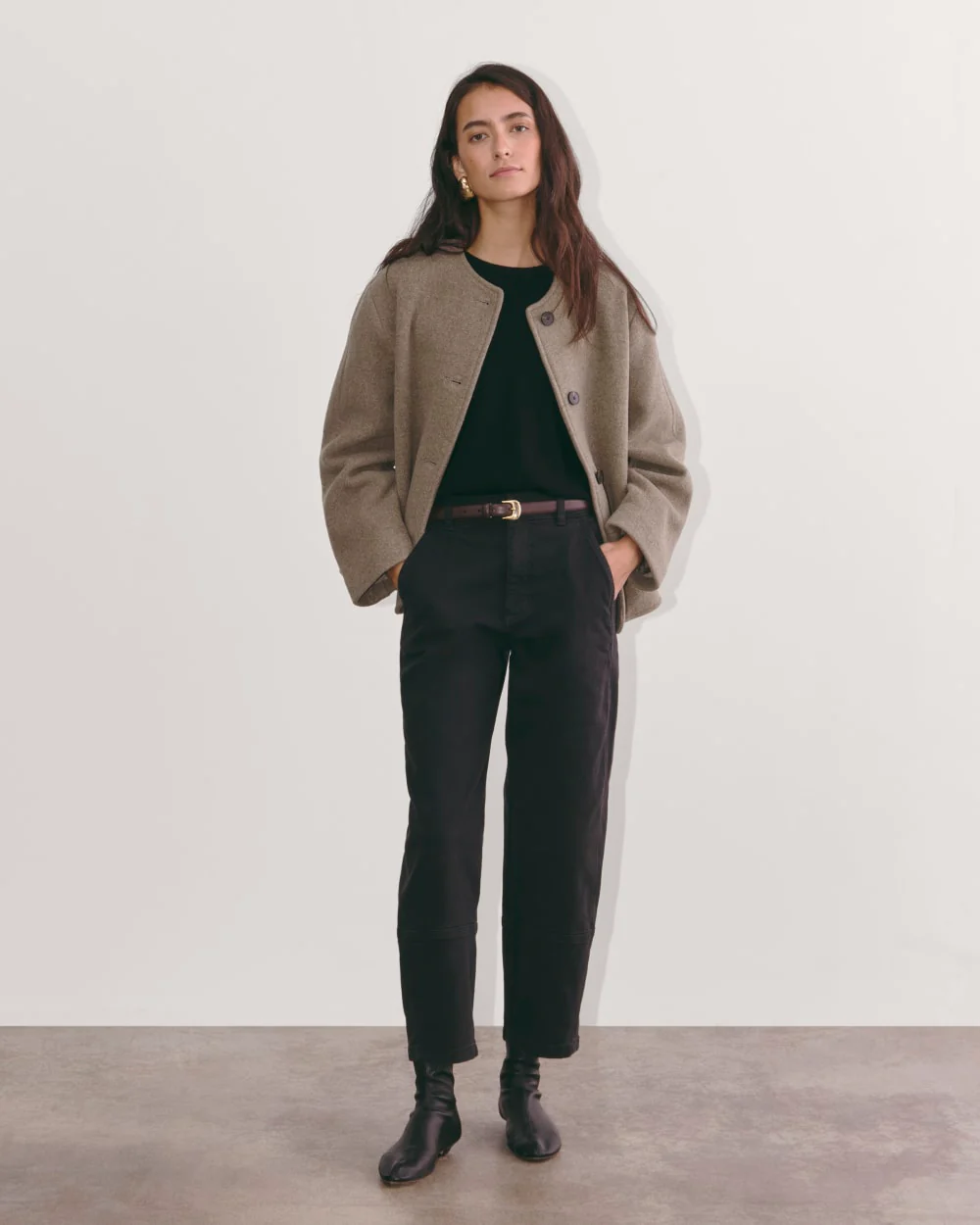 The Cocoon Coat in Wool | Taupe - Image 4