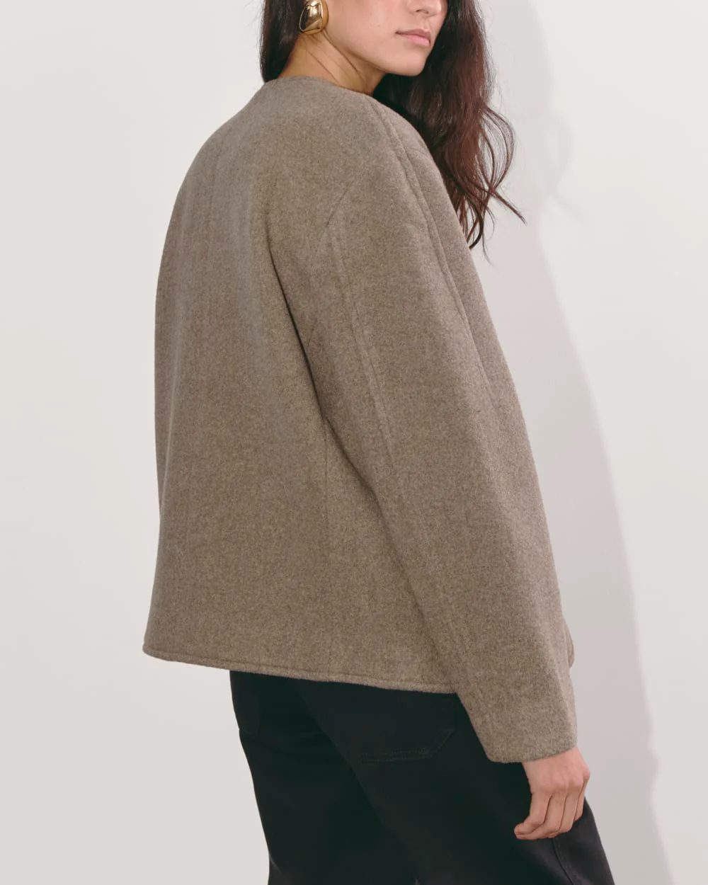 The Cocoon Coat in Wool | Taupe - Image 5
