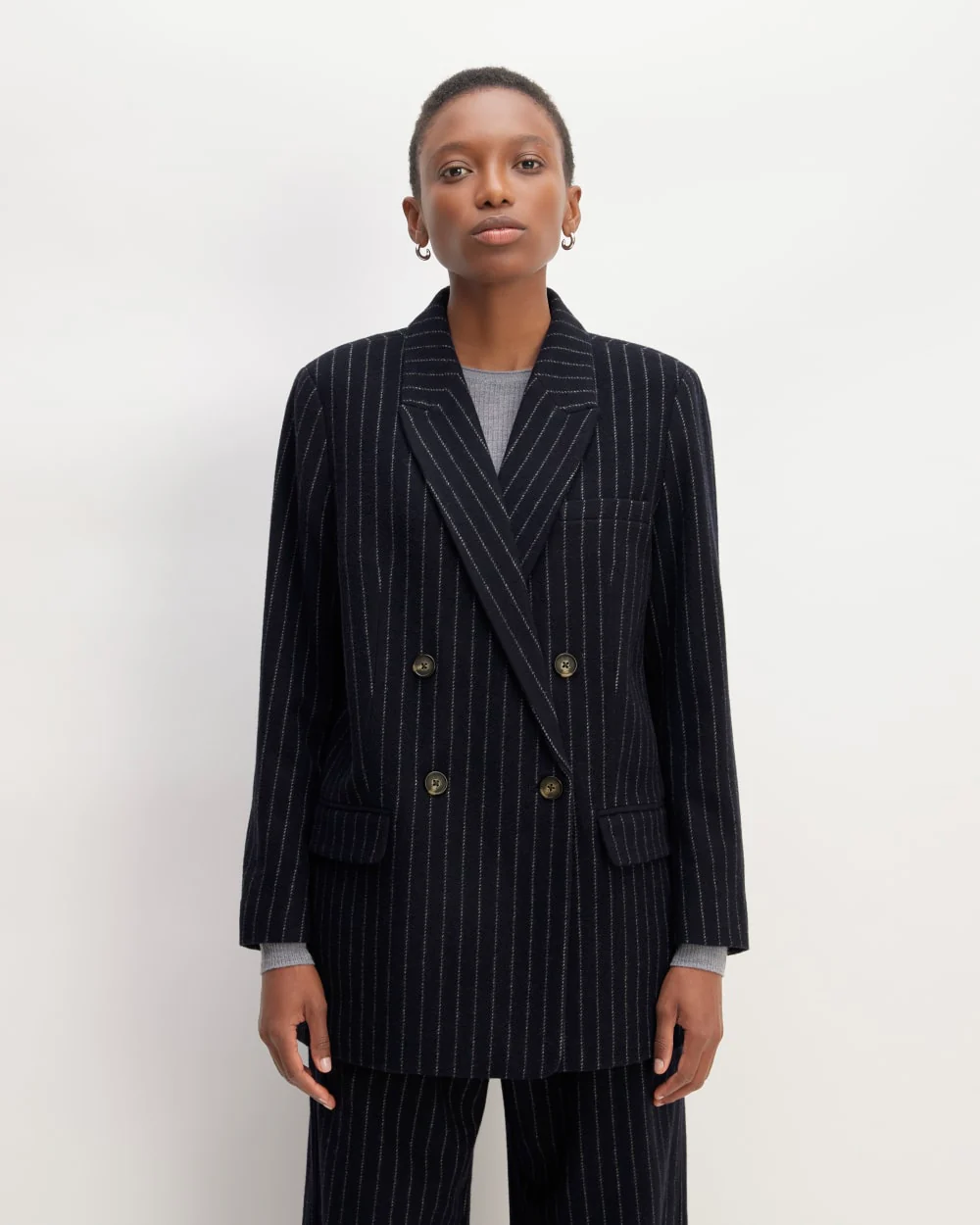 The ReWool® Double-Breasted Blazer | Navy / Bone - Image 3