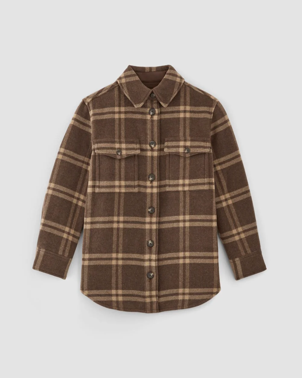 The Italian ReWool® Oversized Shirt Jacket | Brown / Camel - Image 2