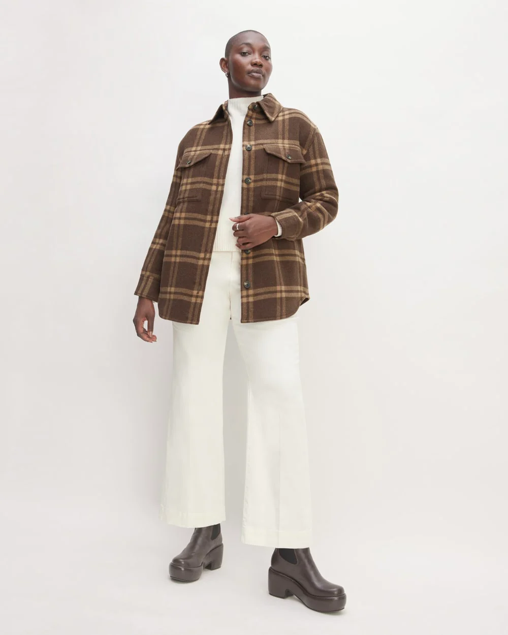 The Italian ReWool® Oversized Shirt Jacket | Brown / Camel - Image 3