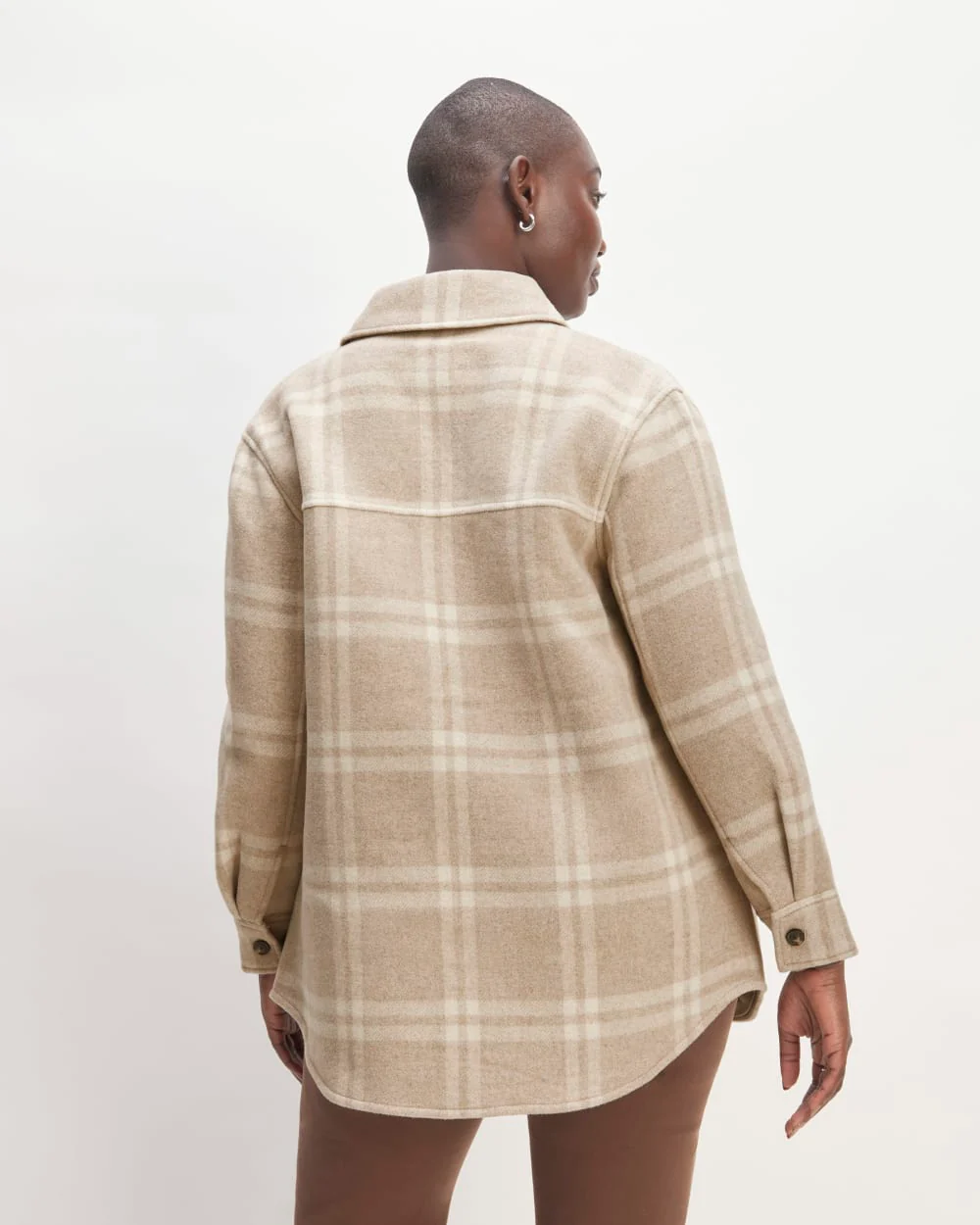 The Italian ReWool® Oversized Shirt Jacket | Taupe / Cream - Image 6