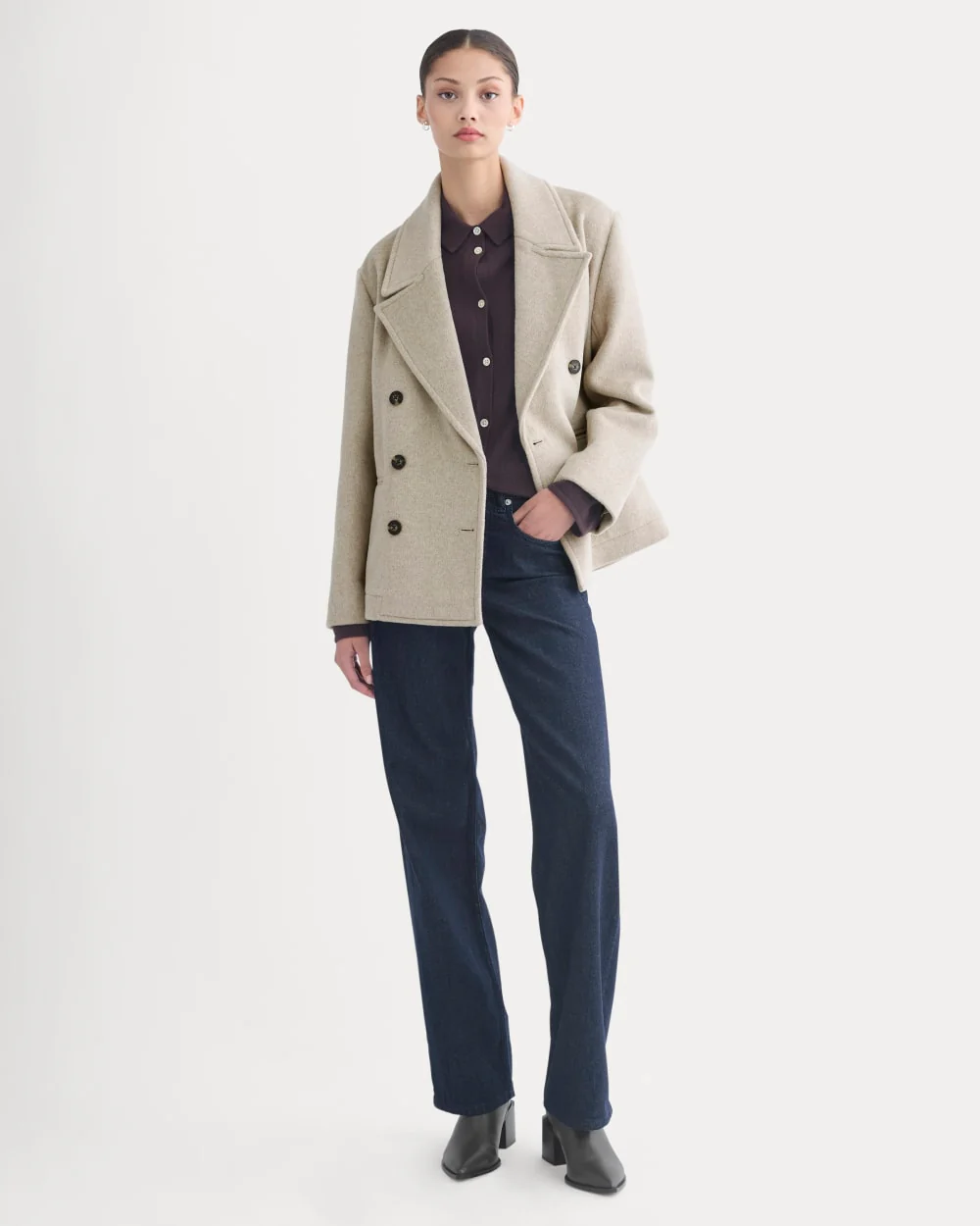 ReWool Short Peacoat | Heather Wheat - Image 3