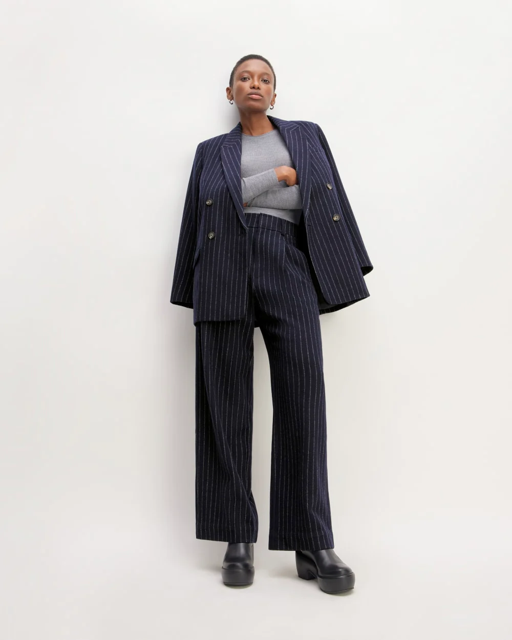 The ReWool® Way-High Drape Pant | Navy / Bone