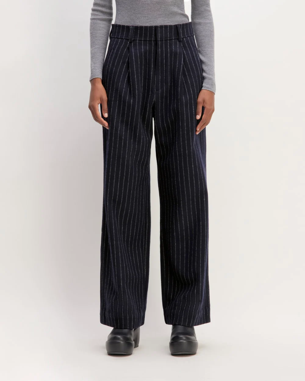 The ReWool® Way-High Drape Pant | Navy / Bone - Image 3