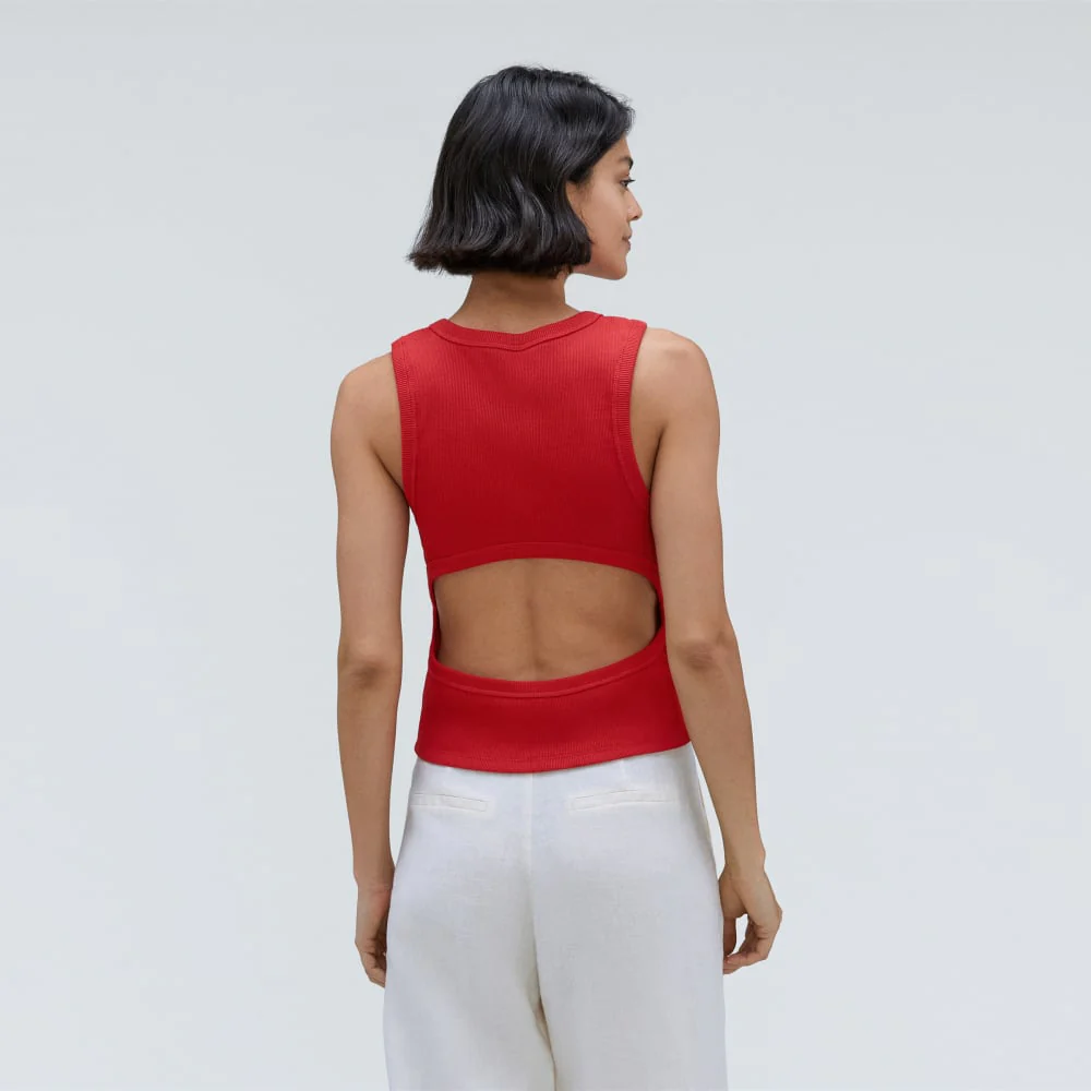The Ribbed Cutout Tank | Ruby - Image 2