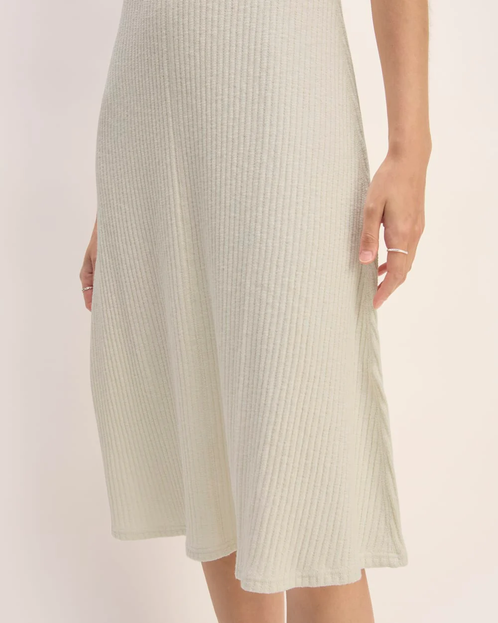 The Rib-Knit A-Line Tank Dress | Bone - Image 5