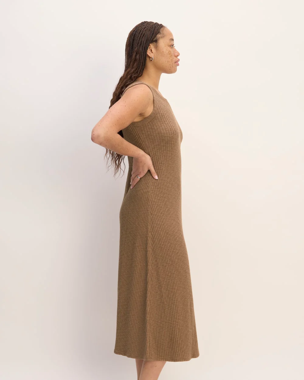 The Rib-Knit A-Line Tank Dress | Carob Brown - Image 3
