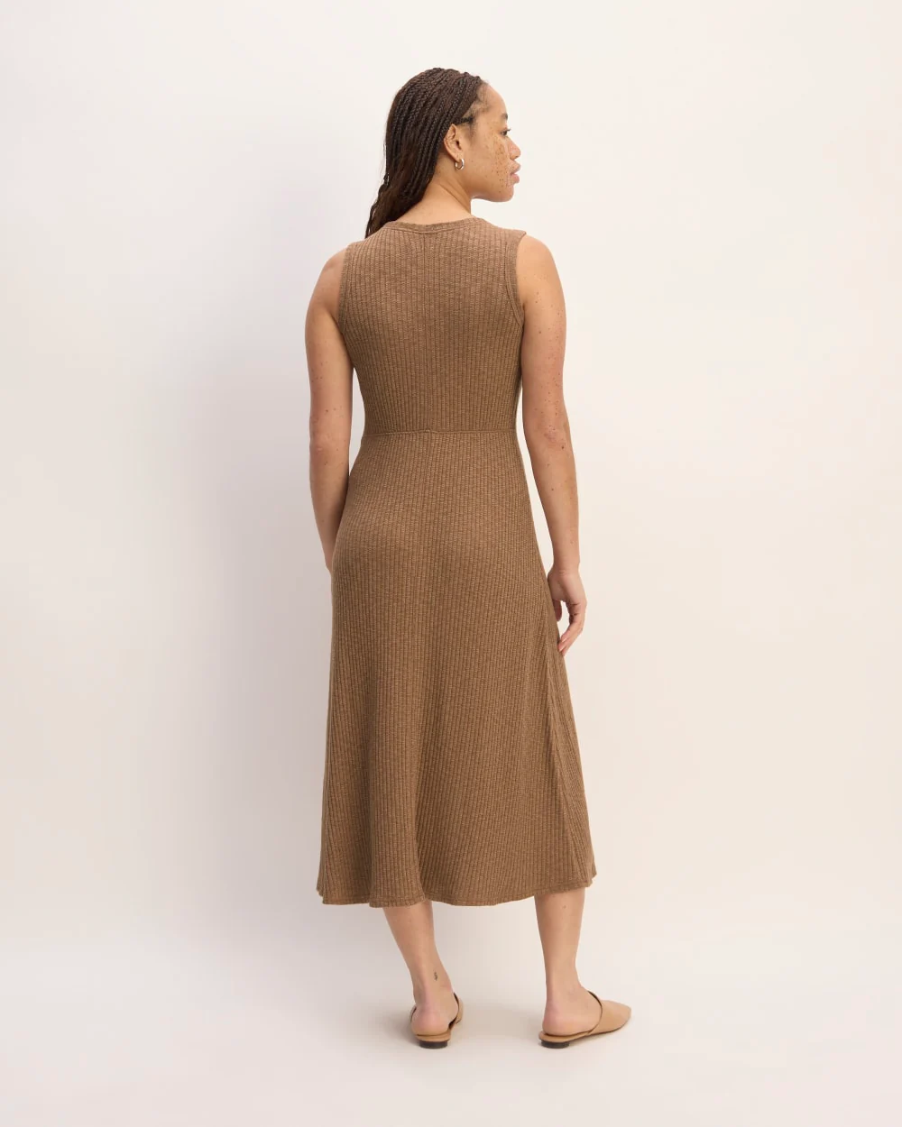 The Rib-Knit A-Line Tank Dress | Carob Brown - Image 6