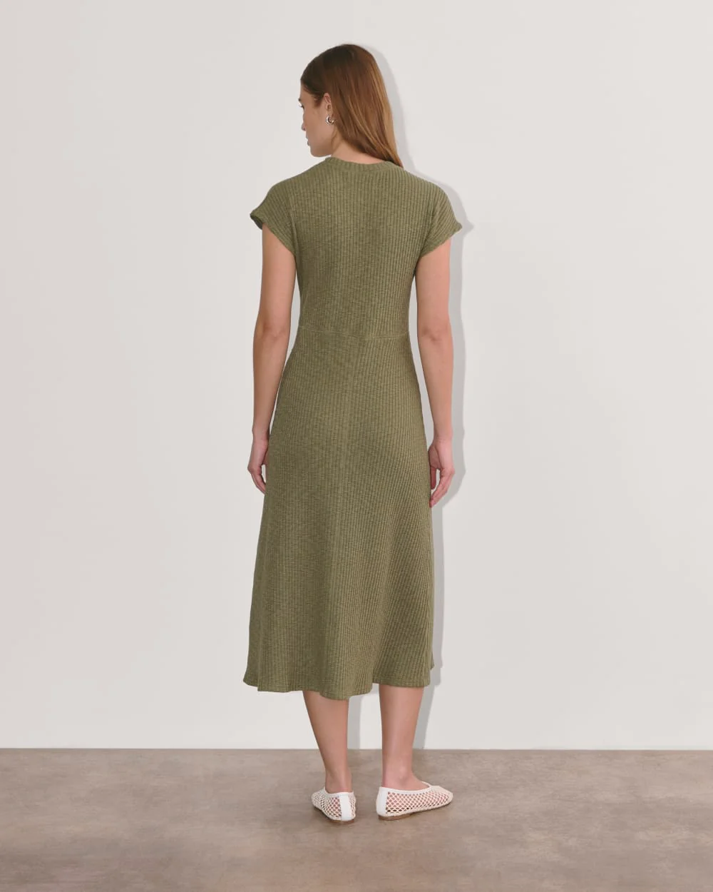 The Rib-Knit Cap-Sleeve Midi Dress | Kalamata - Image 5