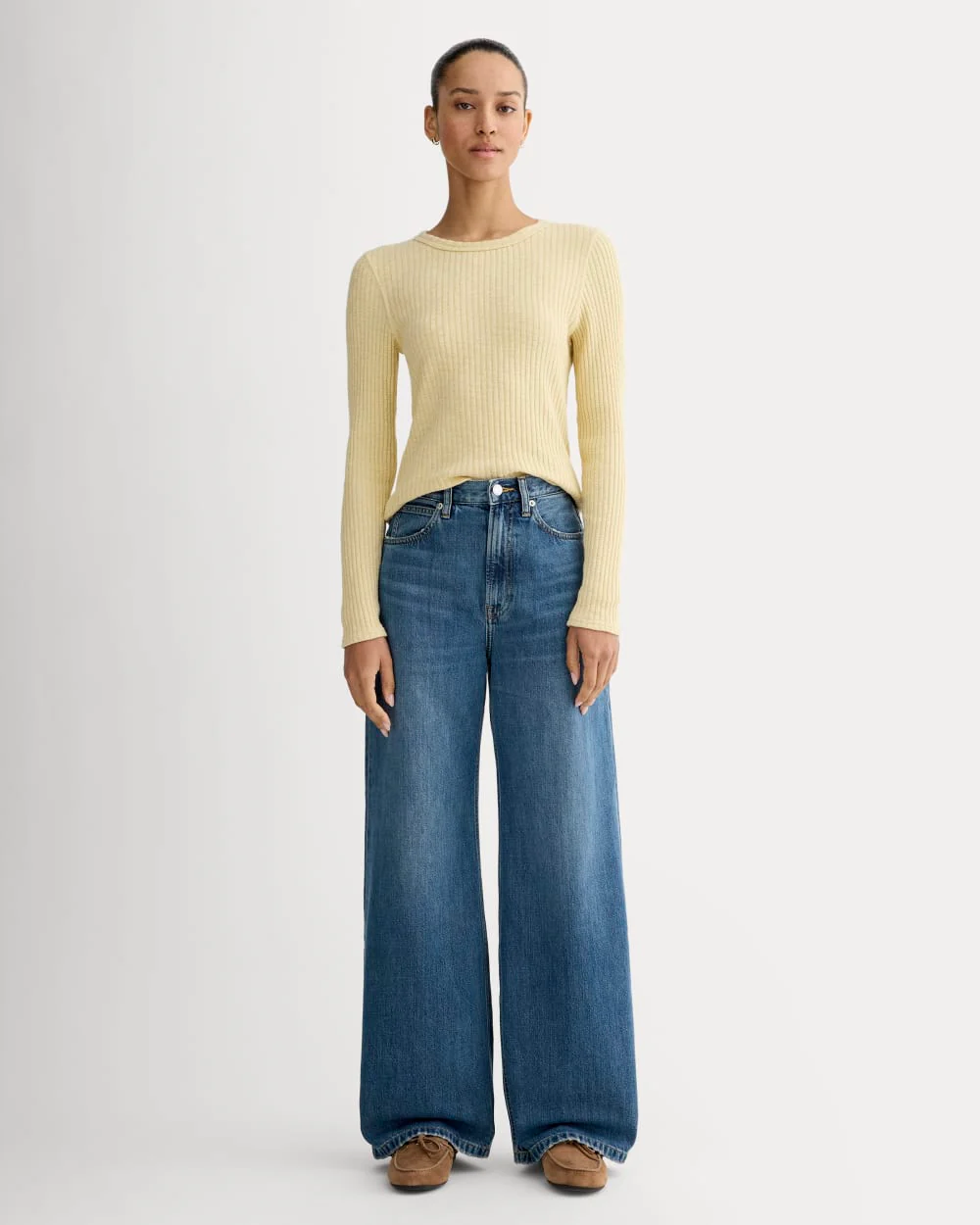 The Cozy Rib Long-Sleeve Tee | Banana Crepe - Image 3