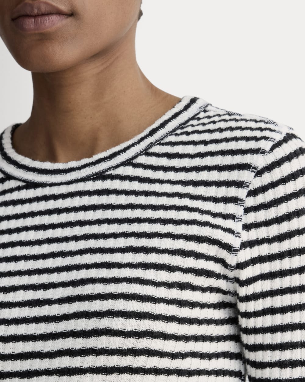 The Cozy Rib Long-Sleeve Tee | Bone / Black - Image 4