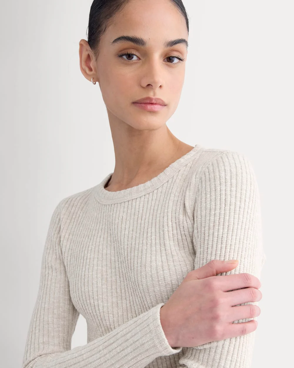 The Cozy Rib Long-Sleeve Tee | Peyote / Bone - Image 4