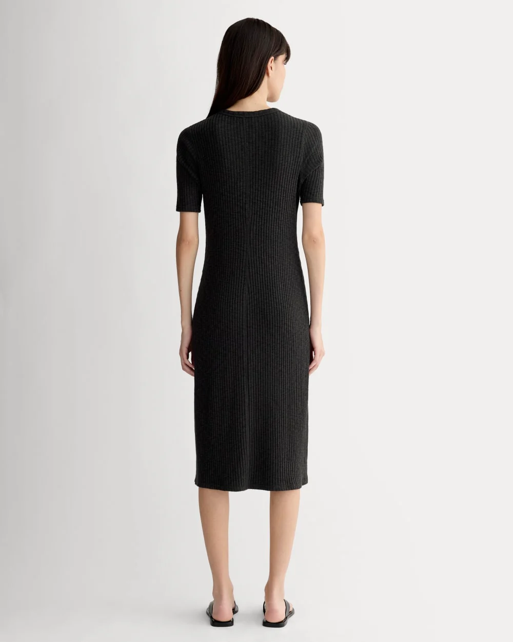 The Rib-Knit Henley Dress | Black - Image 4