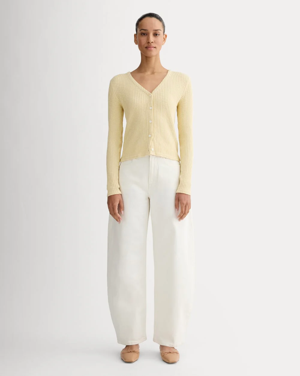 The Cozy Rib Cardigan | Banana Crepe - Image 3