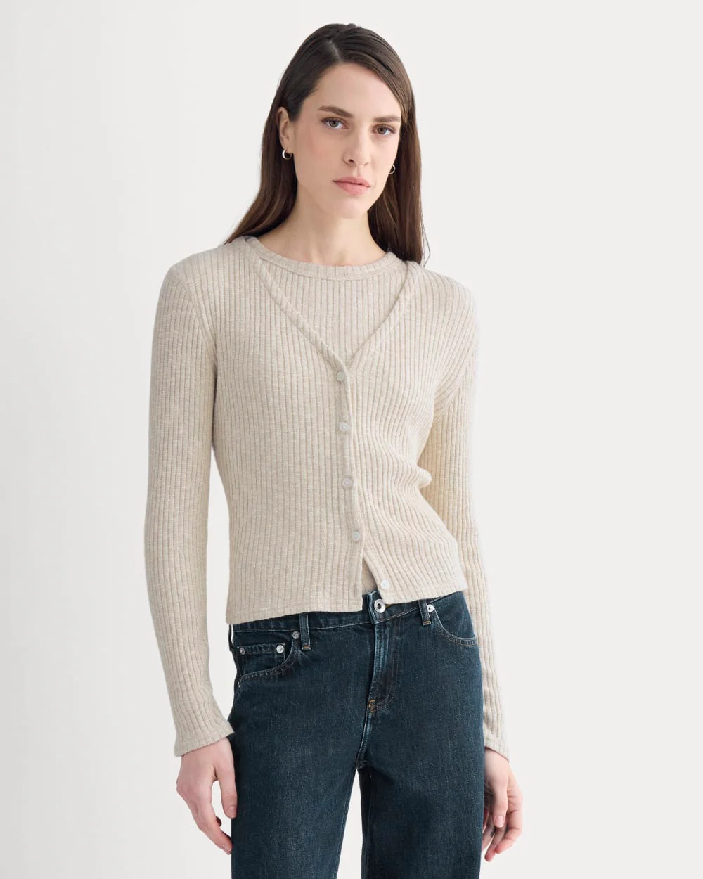 The Cozy Rib Cardigan | Peyote / Bone - Image 4