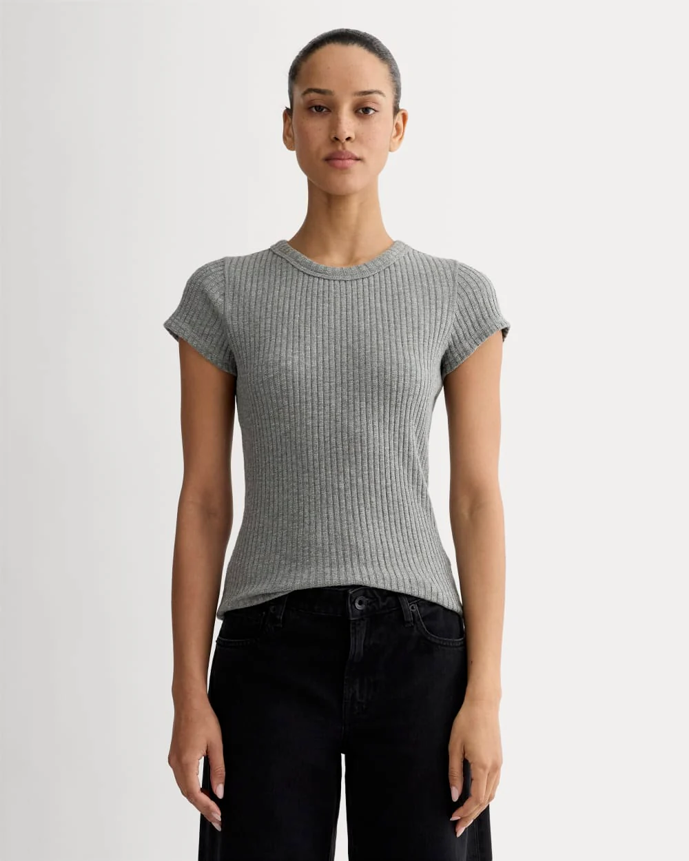 The Cozy Rib Tee | Mid Heather Grey