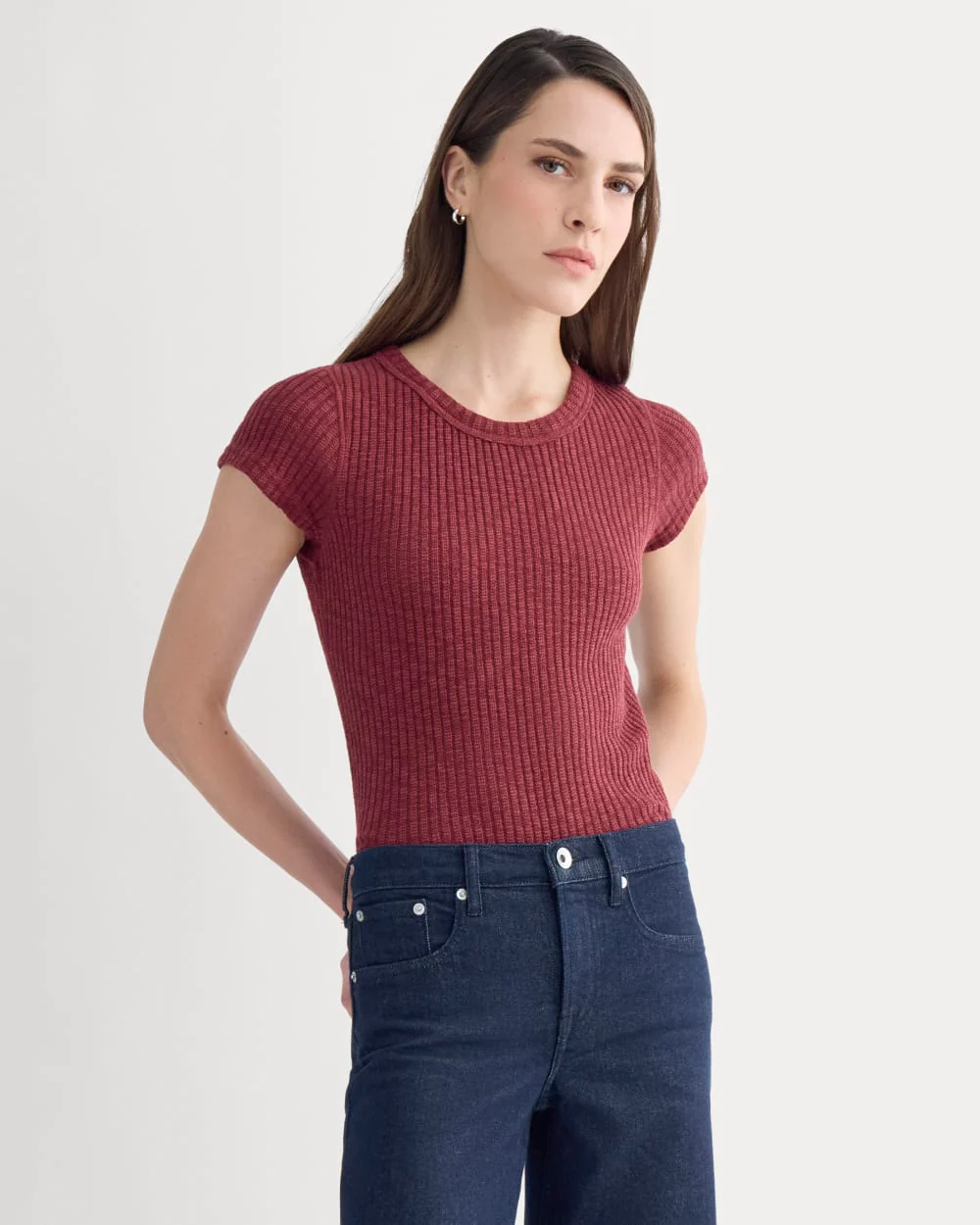 The Cozy Rib Tee | Pomegranate - Image 3