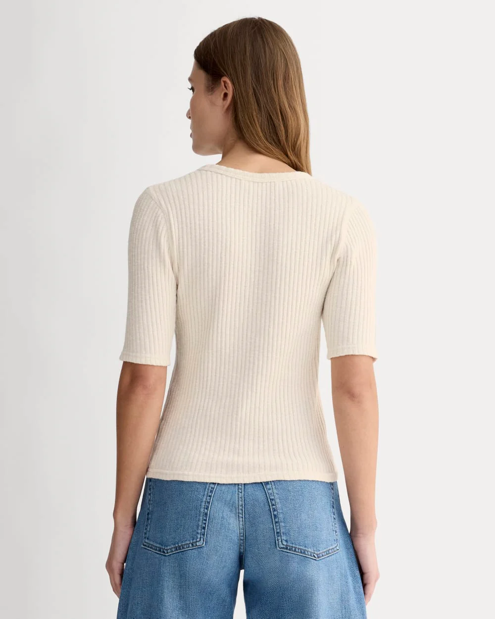 The Rib-Knit Short-Sleeve Henley | Bone - Image 5